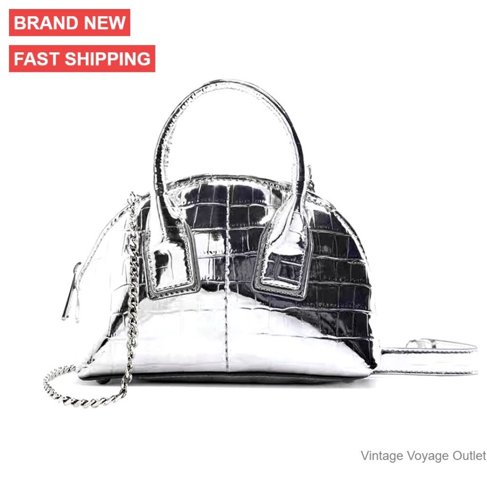 Mini Crossbody Purse with Top Handle Removable Chain Strap Faux Leather